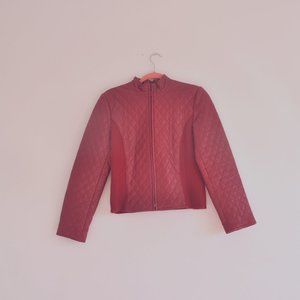 Red Quilted Leather Motorcycle Jacket Clothes by Revue